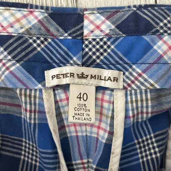 Peter Millar Golf Shorts Mens 40 Blue Plaid Cotton MS15B04 40x9 Casual Weekend - Picture 4 of 11